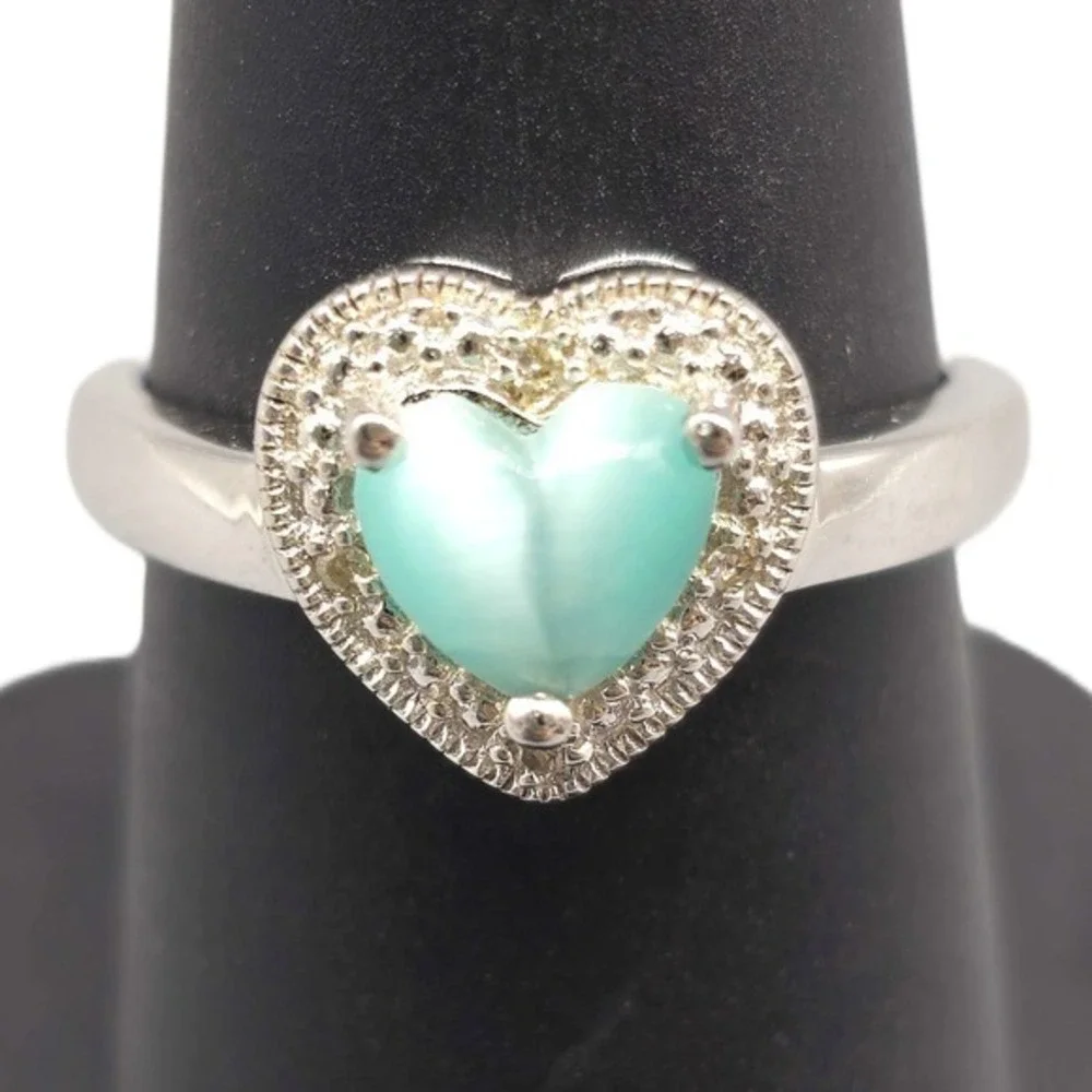 .925 SILVER DIAMOND CAT EYE RING SIZE 7 2.9G (GNH022965)